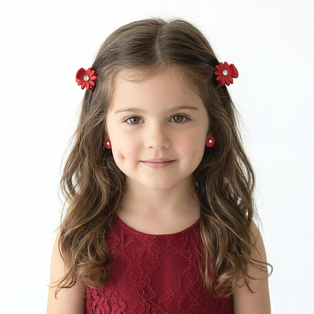 Flower Earrings and Hair Clip Combo for Girls - Colorful Set