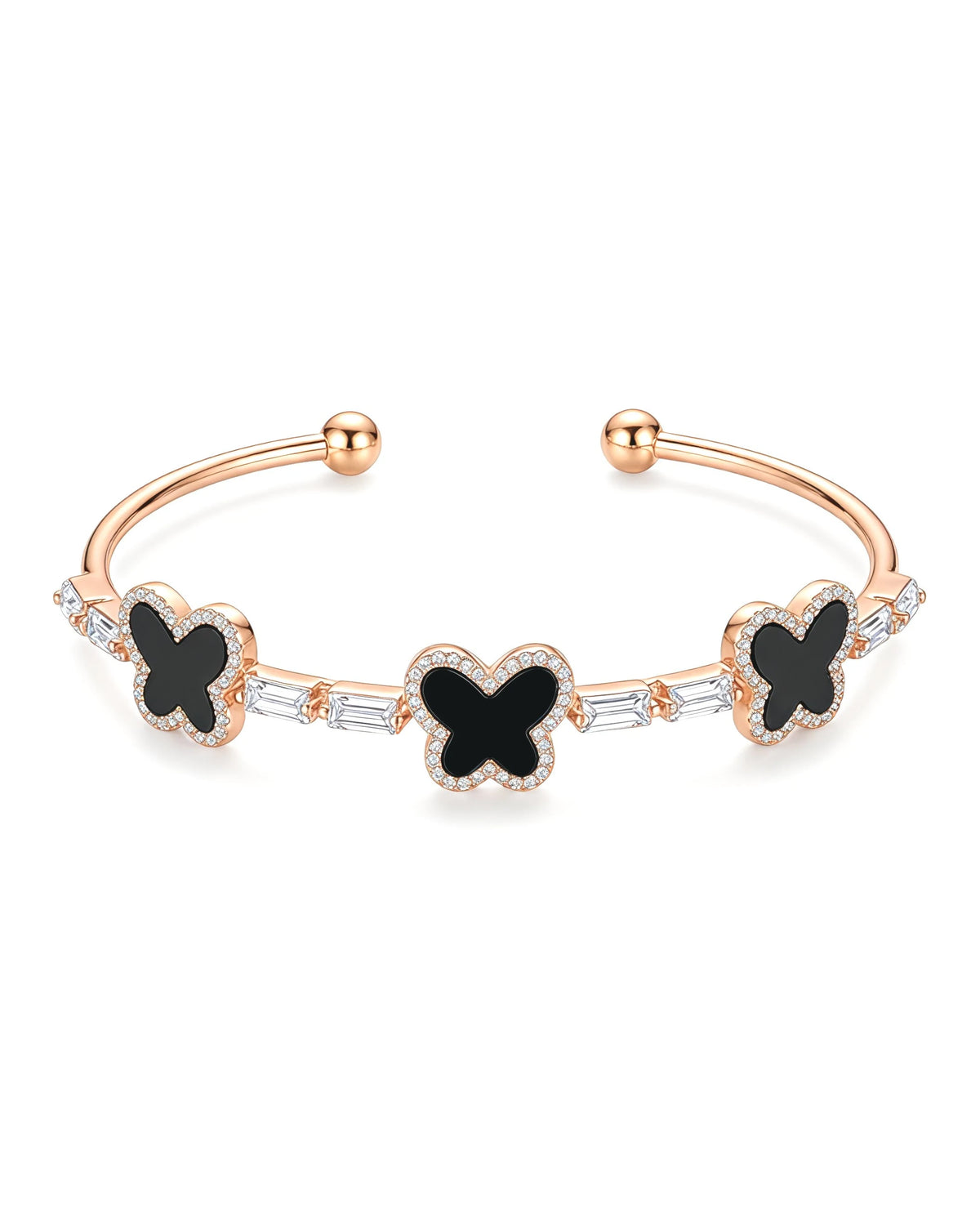 Black Butterfly Bracelet for Women - Golden Color Hand Cuff Style