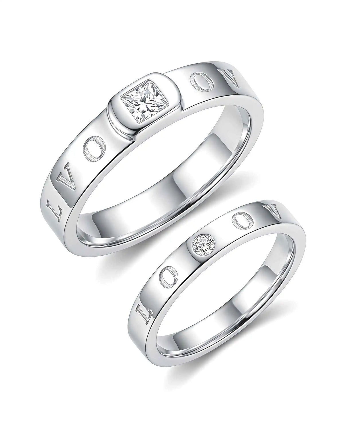 Silver Tone Couple Rings Jewellery - Matching Pair for Him and Her