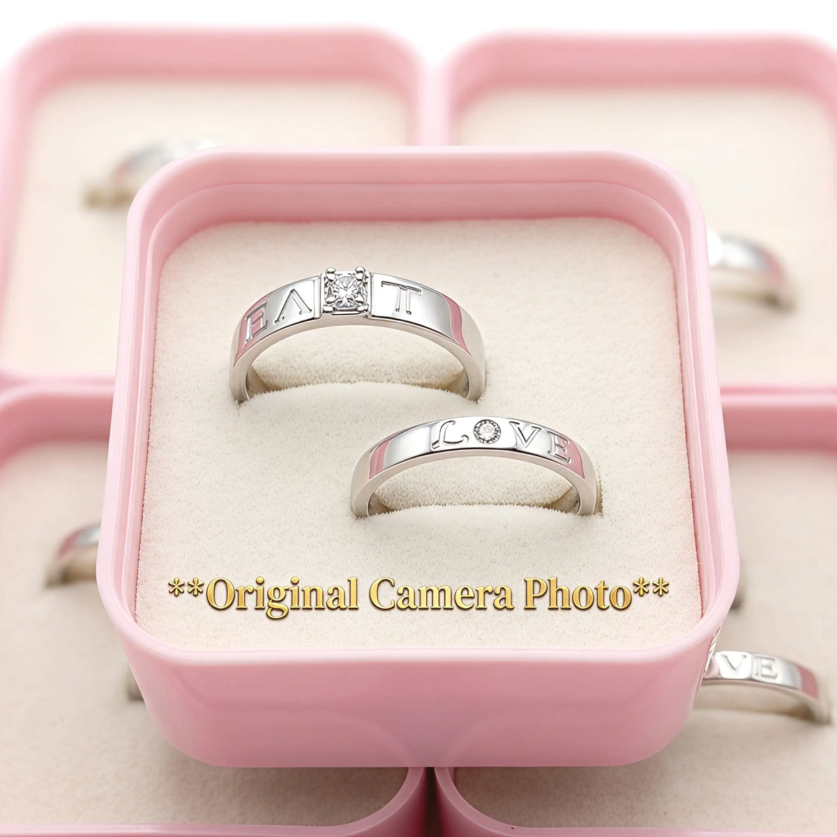 Silver Tone Couple Rings Jewellery - Matching Pair for Him and Her