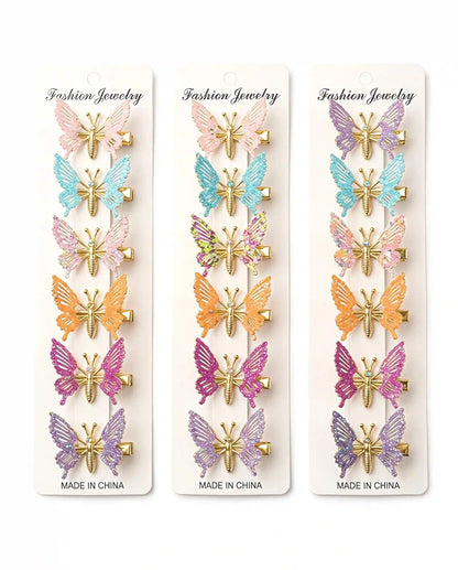Glitter Butterfly Hair Clips for Girls - Colorful, Light Look