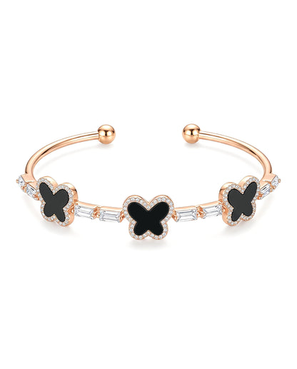 Black Butterfly Bracelet for Women - Golden Color Hand Cuff Style