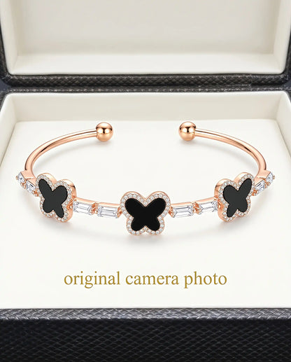 Black Butterfly Bracelet for Women - Golden Color Hand Cuff Style