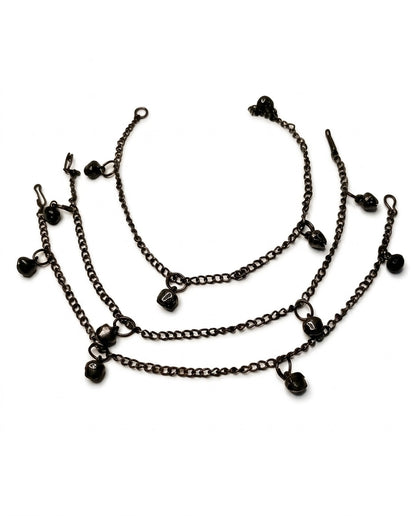 Black Chain Anklet for Women with Small Bells - Light, Elegant Look