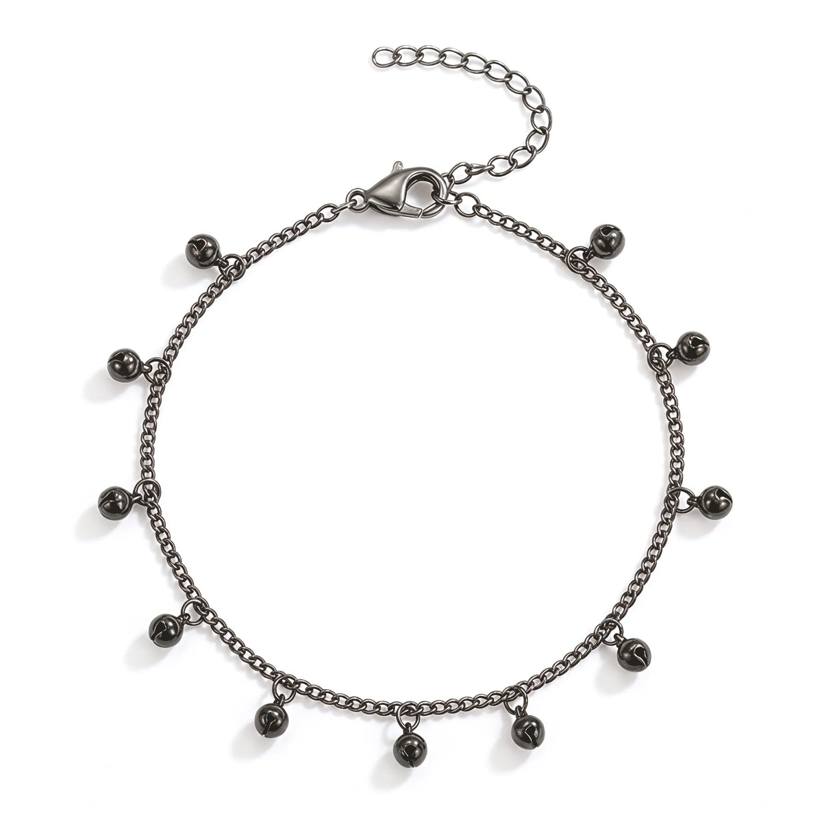 Black Chain Anklet for Women with Small Bells - Light, Elegant Look