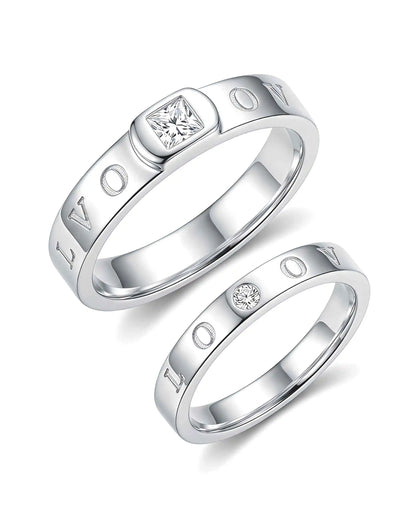 Silver Tone Couple Rings Jewellery - Matching Pair for Him and Her