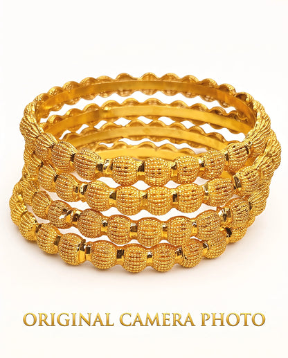 Golden Bangles Set for Women - Beaded Design, Elegant Look