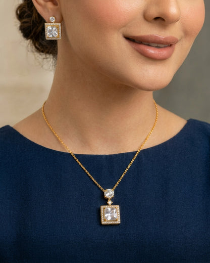 Red Stone Pendant Set for Women with Ring