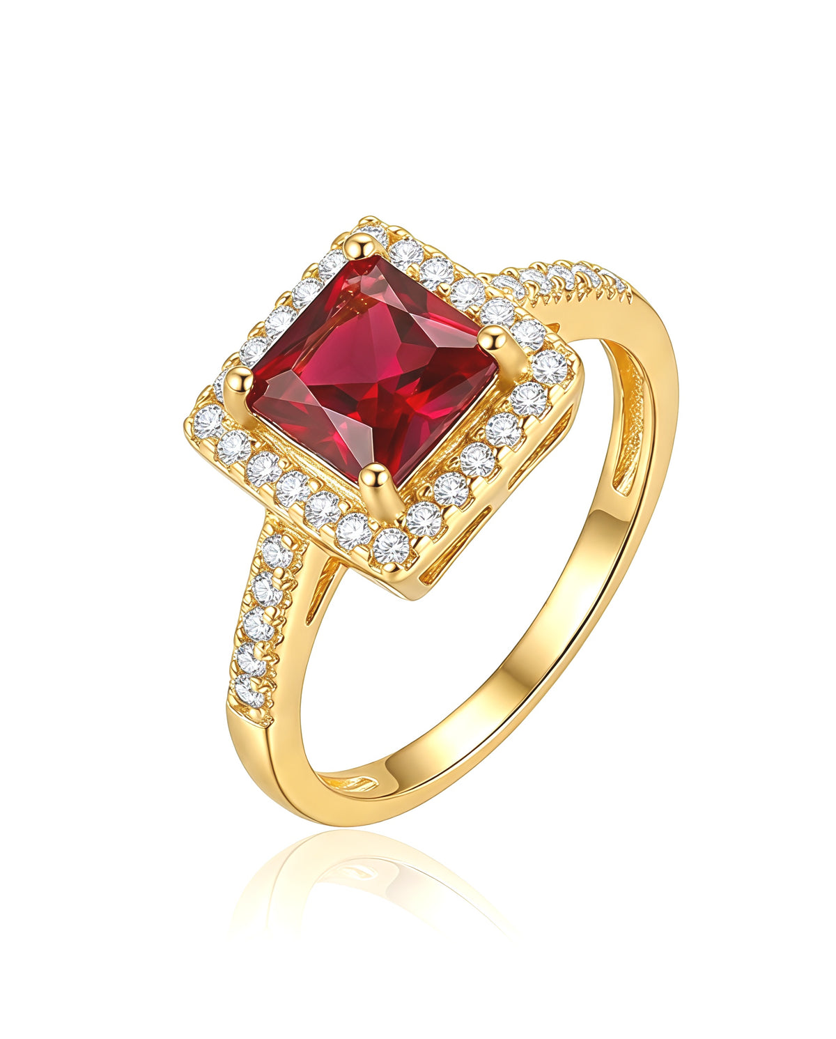Red Stone Pendant Set for Women with Ring